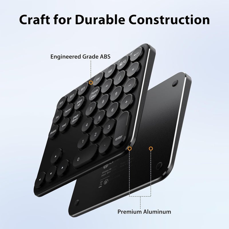 iClever Bluetooth Number Pad, Multi-Device Wireless Numeric Keypad, USB-C Rechargeable, 35 Keys Portable Numpad for Data Entry, Financial Accounting, Compatible with Laptop, Mac, iMac, Tablet, PC - Image 4